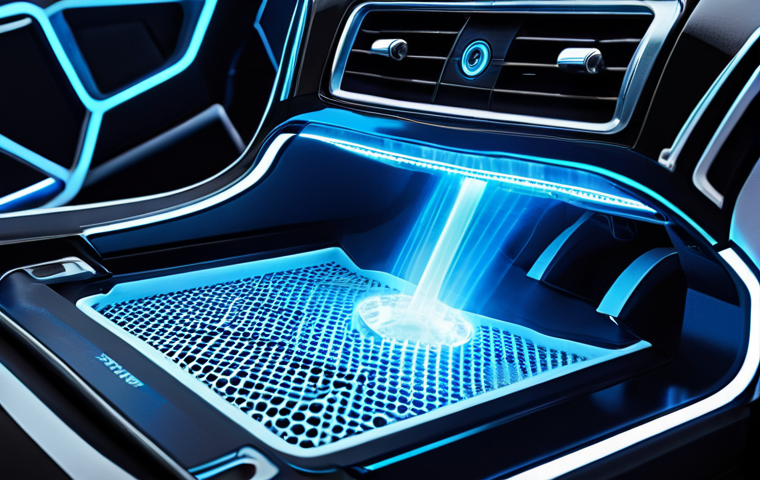 An abstract yet realistic depiction of hydrogen safety. A sleek, modern energy system, possibly a power generator or vehicle engine bay, with subtle visual cues representing hydrogen (H2) molecules rapidly dissipating upwards into the air. Advanced, glowing sensor lights are integrated into the design, hinting at invisible, omnipresent detection. The overall atmosphere should convey high-tech precision, cleanliness, and inherent security, illustrating the concept of "safety so deeply integrated it becomes almost invisible." Focus on blue-white light tones and clean lines, emphasizing scientific elegance.