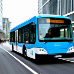 Home 12 Hydrogen Powered City Bus**
"A fully clothed bus driver in appropriate attire operating a modern hydrogen-powered city bus in a bustling urban environment. The bus is sleek and clearly marked as a hydrogen fuel cell vehicle. Background includes modern buildings and happy pedestrians. Safe for work, appropriate content, professional vehicle design, perfect anatomy, correct proportions, natural pose, well-formed hands, proper finger count, natural body proportions, high quality."
**