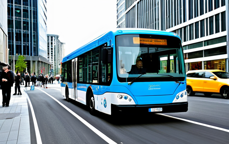 Hydrogen Powered City Bus**
"A fully clothed bus driver in appropriate attire operating a modern hydrogen-powered city bus in a bustling urban environment. The bus is sleek and clearly marked as a hydrogen fuel cell vehicle. Background includes modern buildings and happy pedestrians. Safe for work, appropriate content, professional vehicle design, perfect anatomy, correct proportions, natural pose, well-formed hands, proper finger count, natural body proportions, high quality."
**